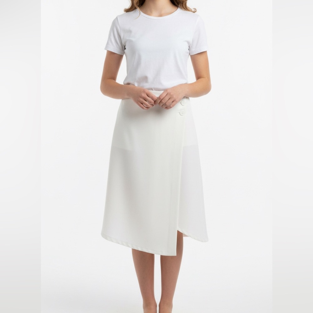 Asymmetrical white dress with t-shirt top